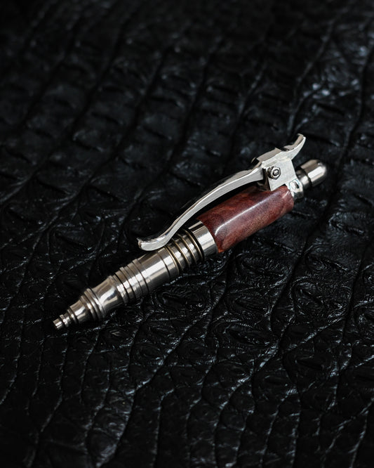 Nakayama Hidetoshi Handmade Twist Tactical Pen – Stainless Steel × Burlwood