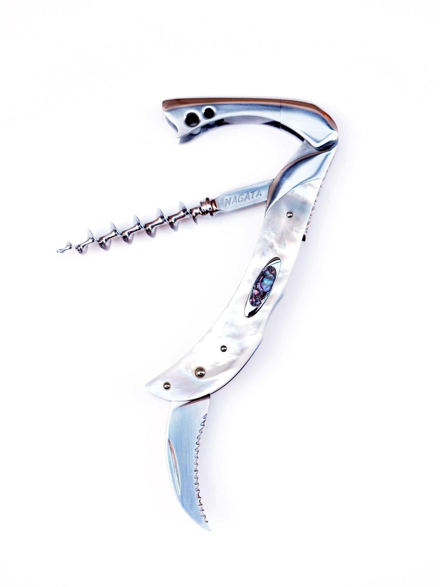 Masao Nagata ONE-OFF Handcrafted Mother of Pearl Pattern Bottle Opener with Folding Cutter