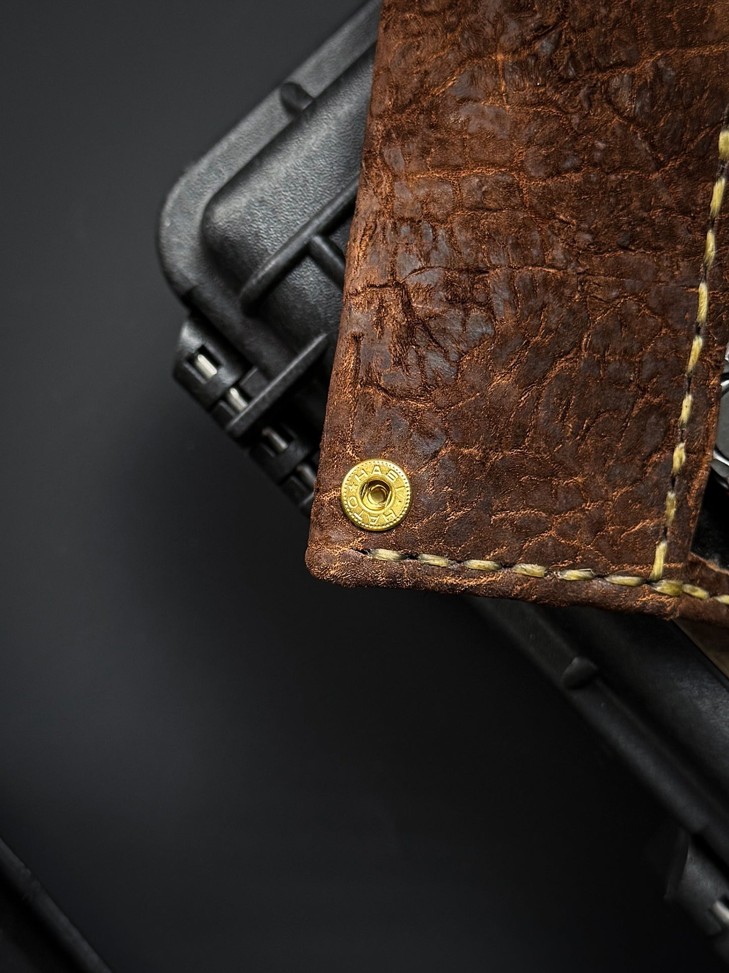 Wtopia Handmade Japanese Horsehide Knife Pouch|One-Off with Silver Ginkgo Snap