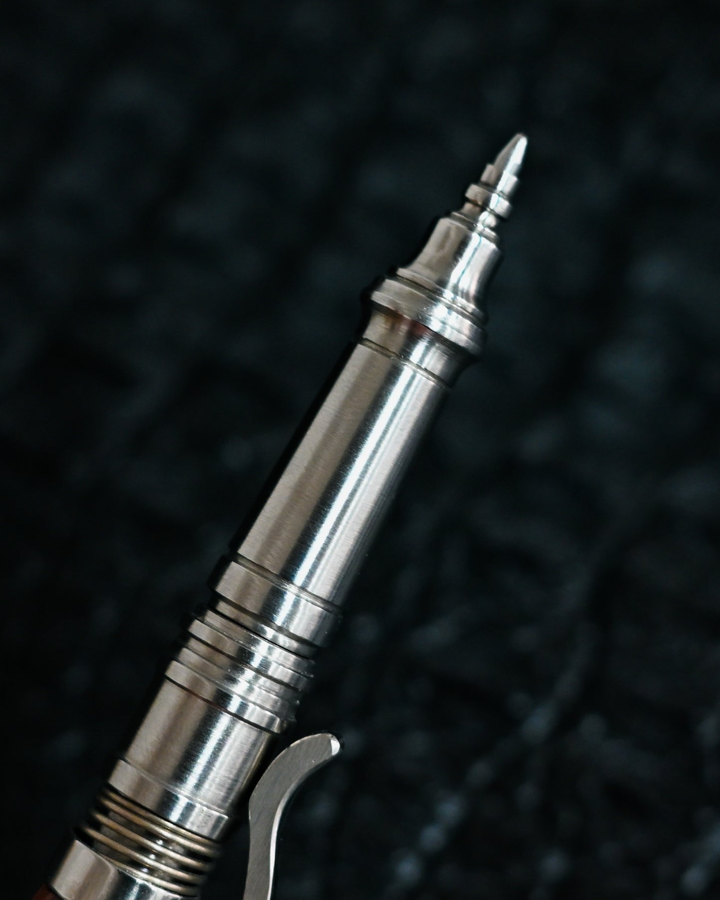 Nakayama Hidetoshi Handmade Tactical Pen Set – Stainless Steel × Burlwood (Modular Long & Short Config)