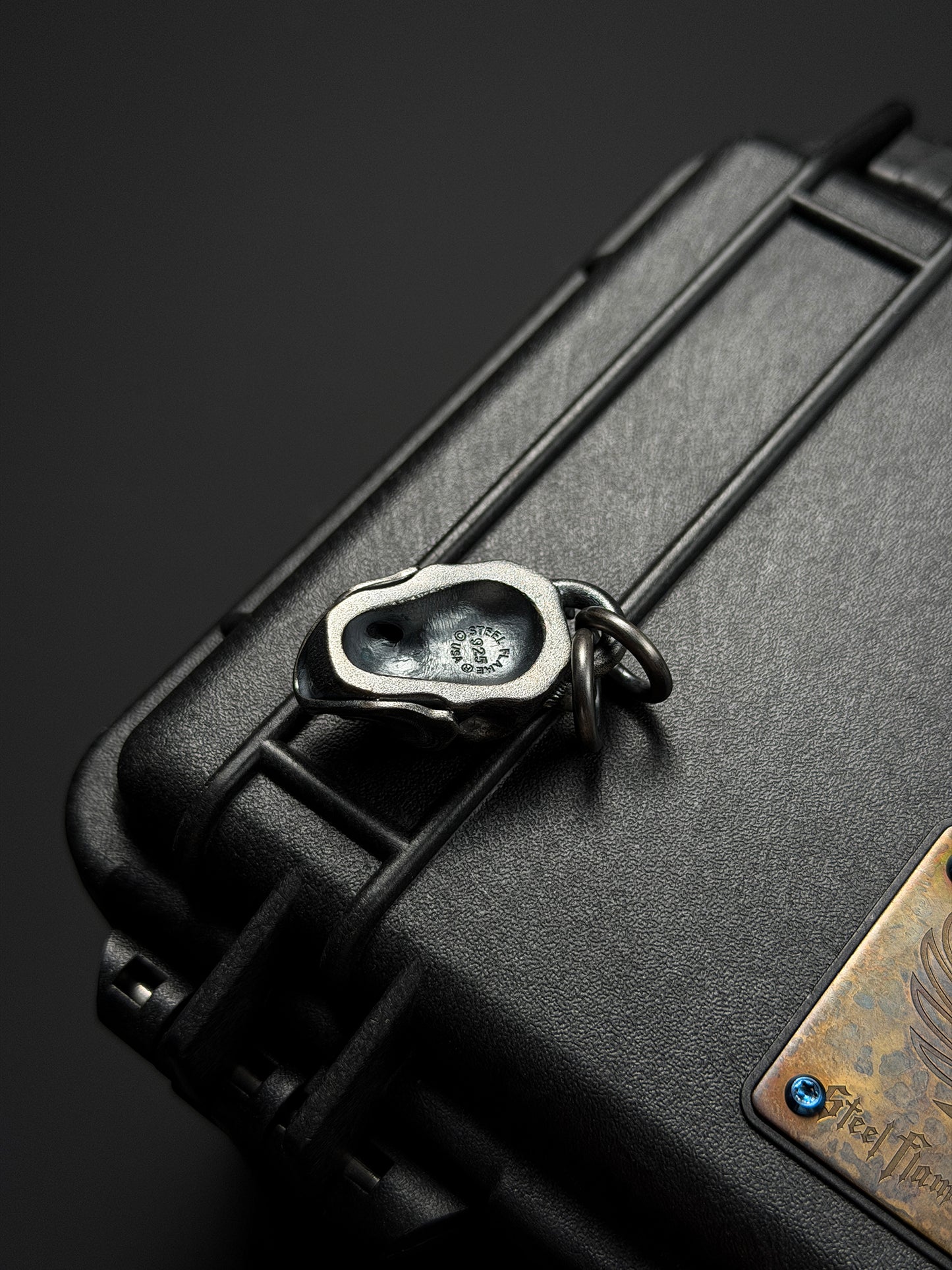 Steel Flame Hannya Mask Skull Pendant — 925 Sterling Silver Body with 925 Silver Mask | Deep Layered Design | EDC Dark Icon