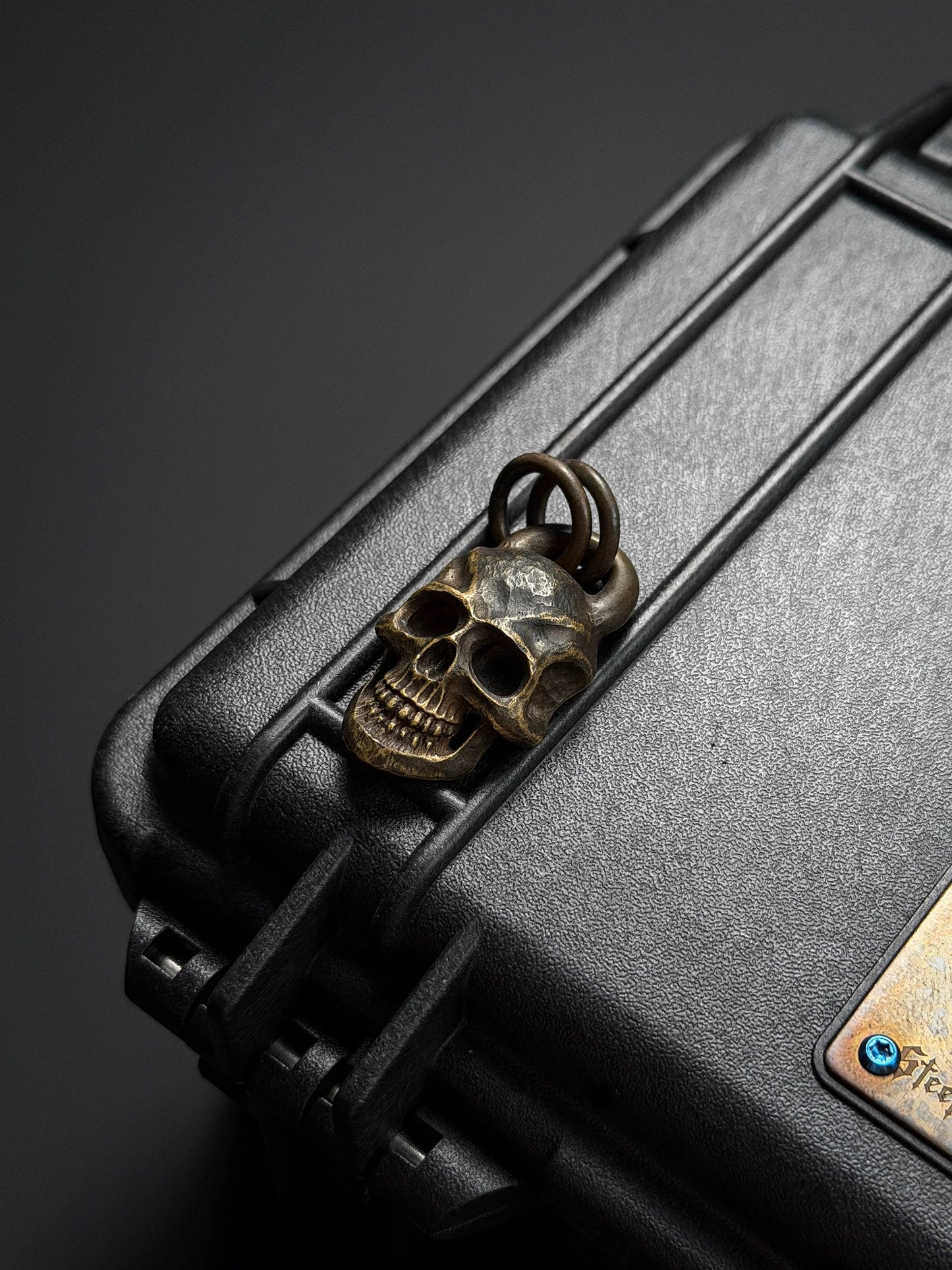 Steel Flame Old Model Dark Vampire Skull Pendant — Bronze Body Vintage Patina Finish EDC Dark Aesthetic Collectible