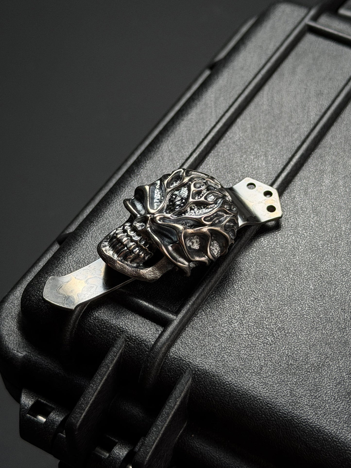 Steel Flame レア XL リーパー 収穫者 スカル シルバー 3ホールポケットクリップ