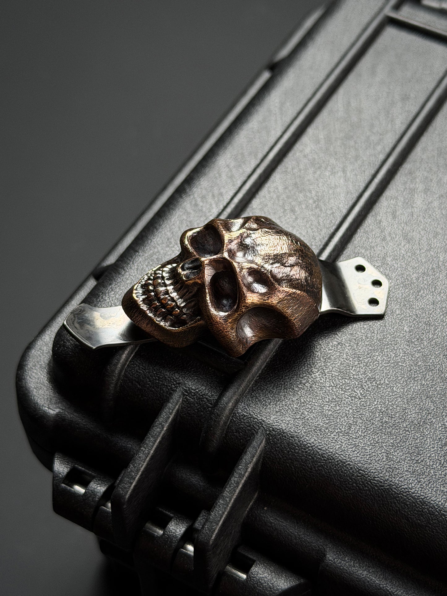 Steel Flame 旧モデル レア XXXL ダークスカル レッドカッパー 3ホールポケットクリップ