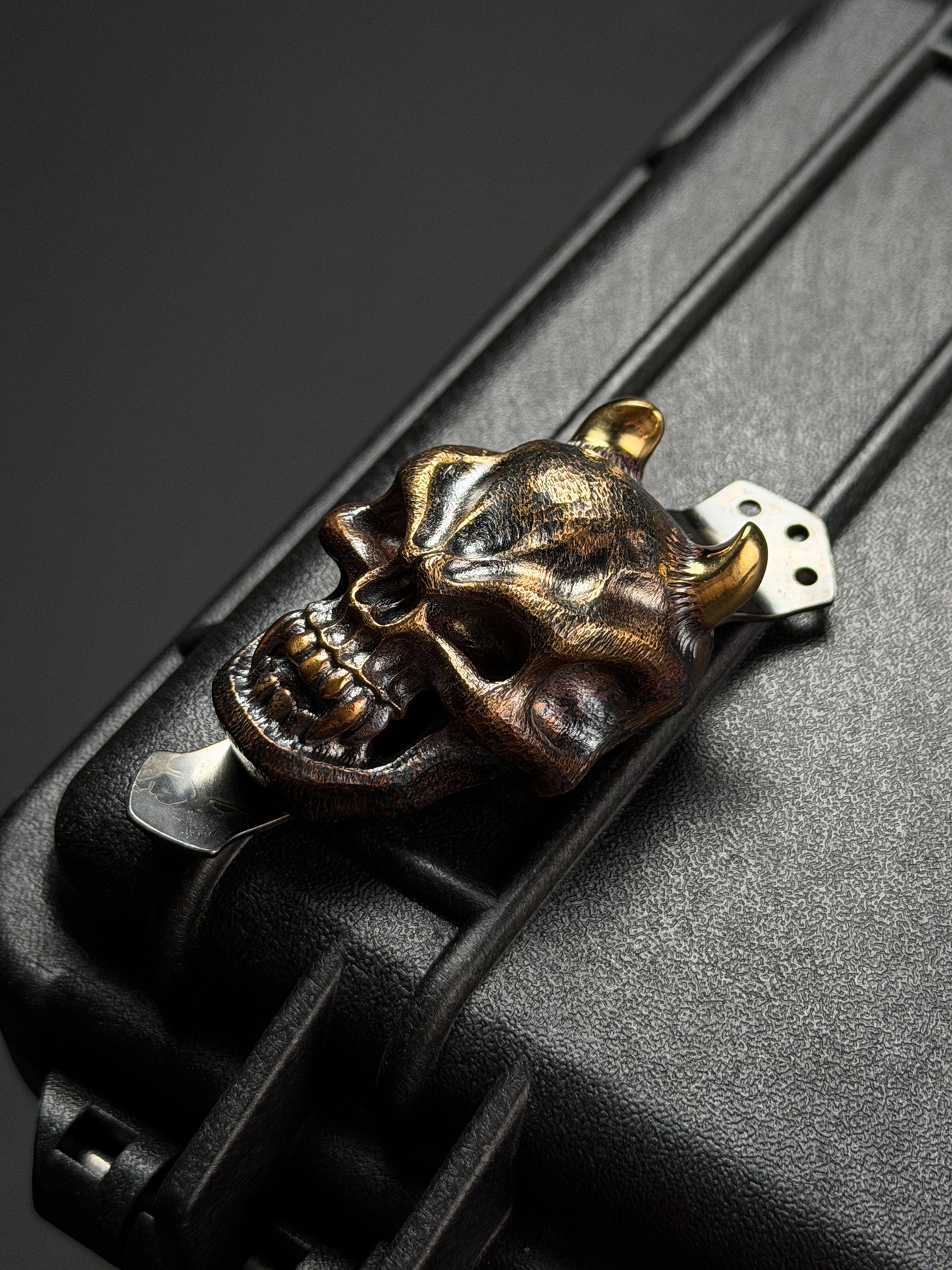 Steel Flame XXXL 般若スカル ブロンズ 3ホールポケットクリップ