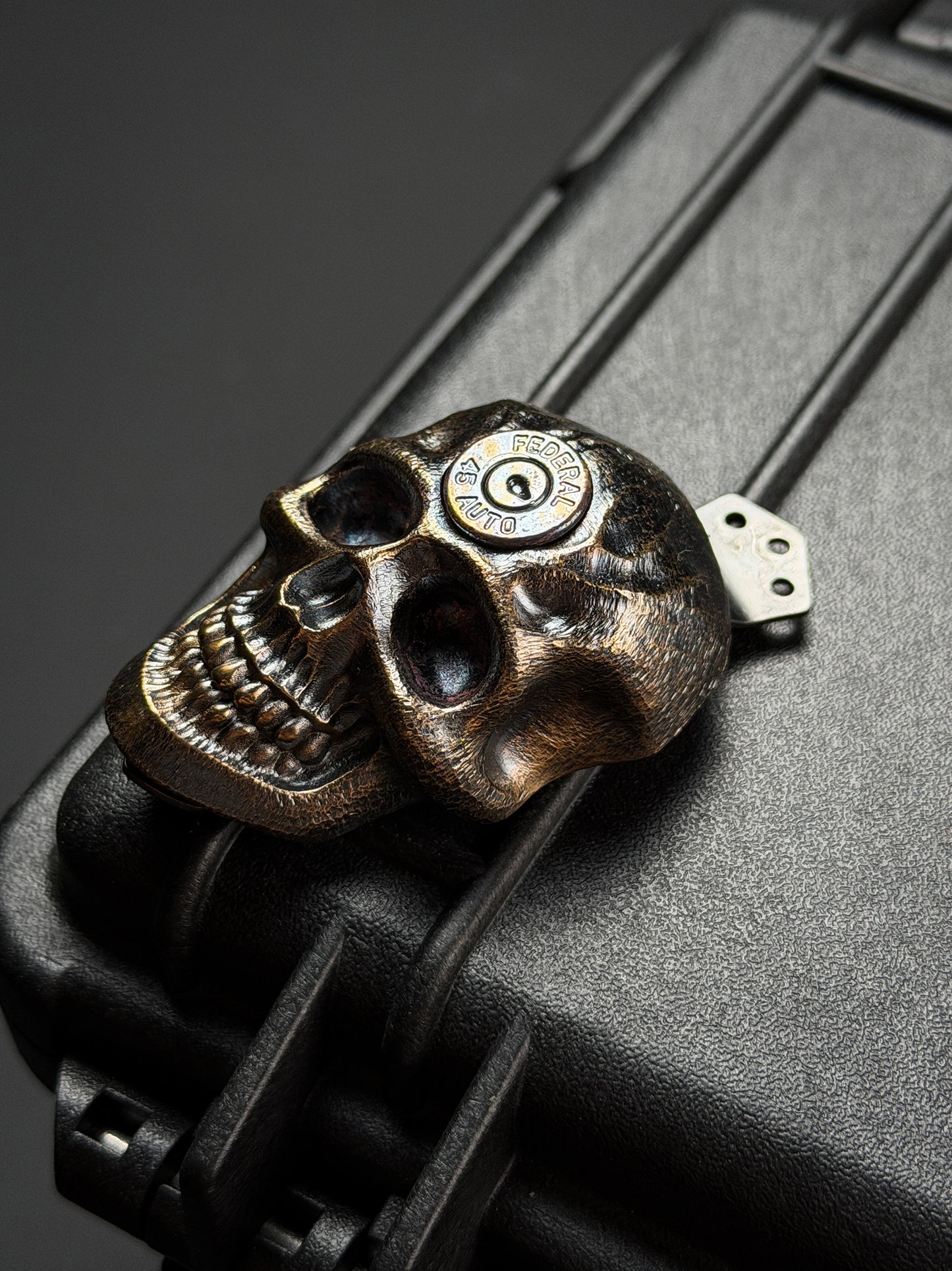 Steel Flame XXXXXL Three-Hole Bronze Dark Skull Clip with 45A Inlay