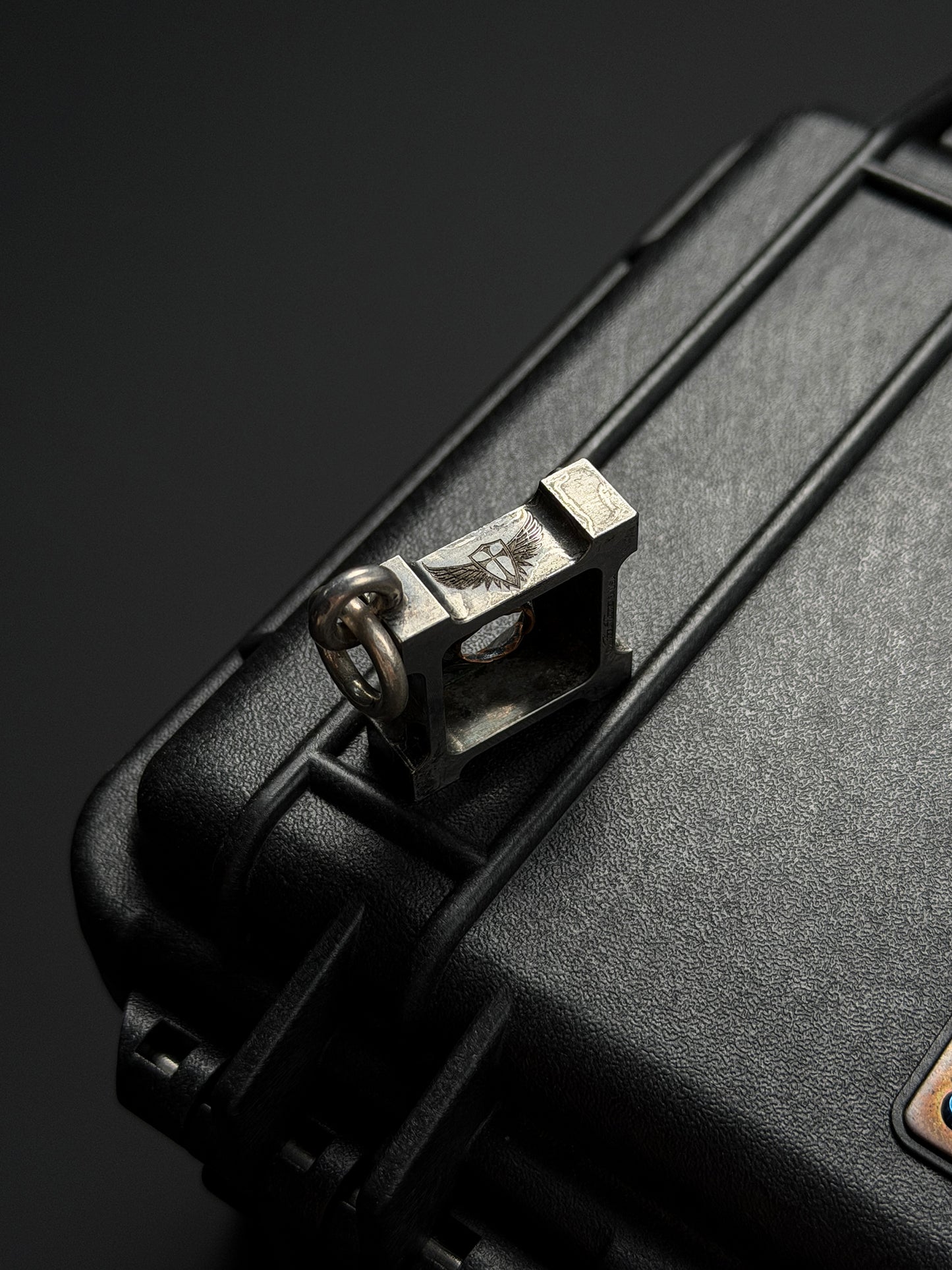 Steel Flame Ultra-Rare Superconductor Killbox Pendant | Stainless-Steel Frame × Superconductor Inlay | Logo Engraving & Angel Shield Wings Marking