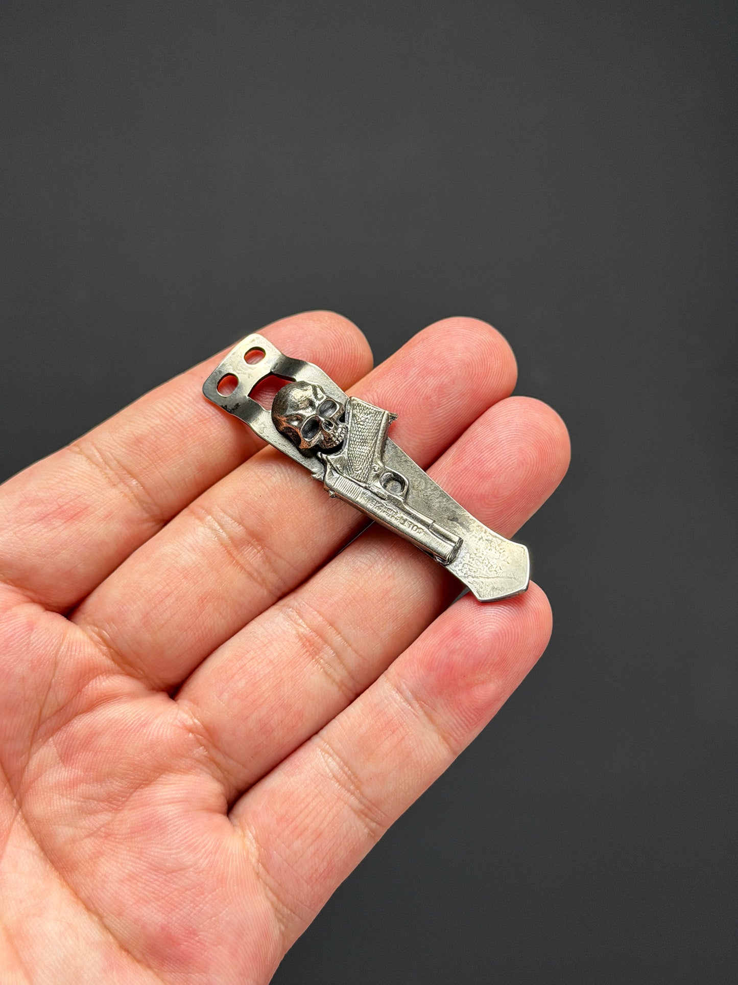 Steel Flame × NDG CCKS Show Exclusive 2-Hole Flashlight Clip with Sterling Silver 3D Model and Warrior Skull
