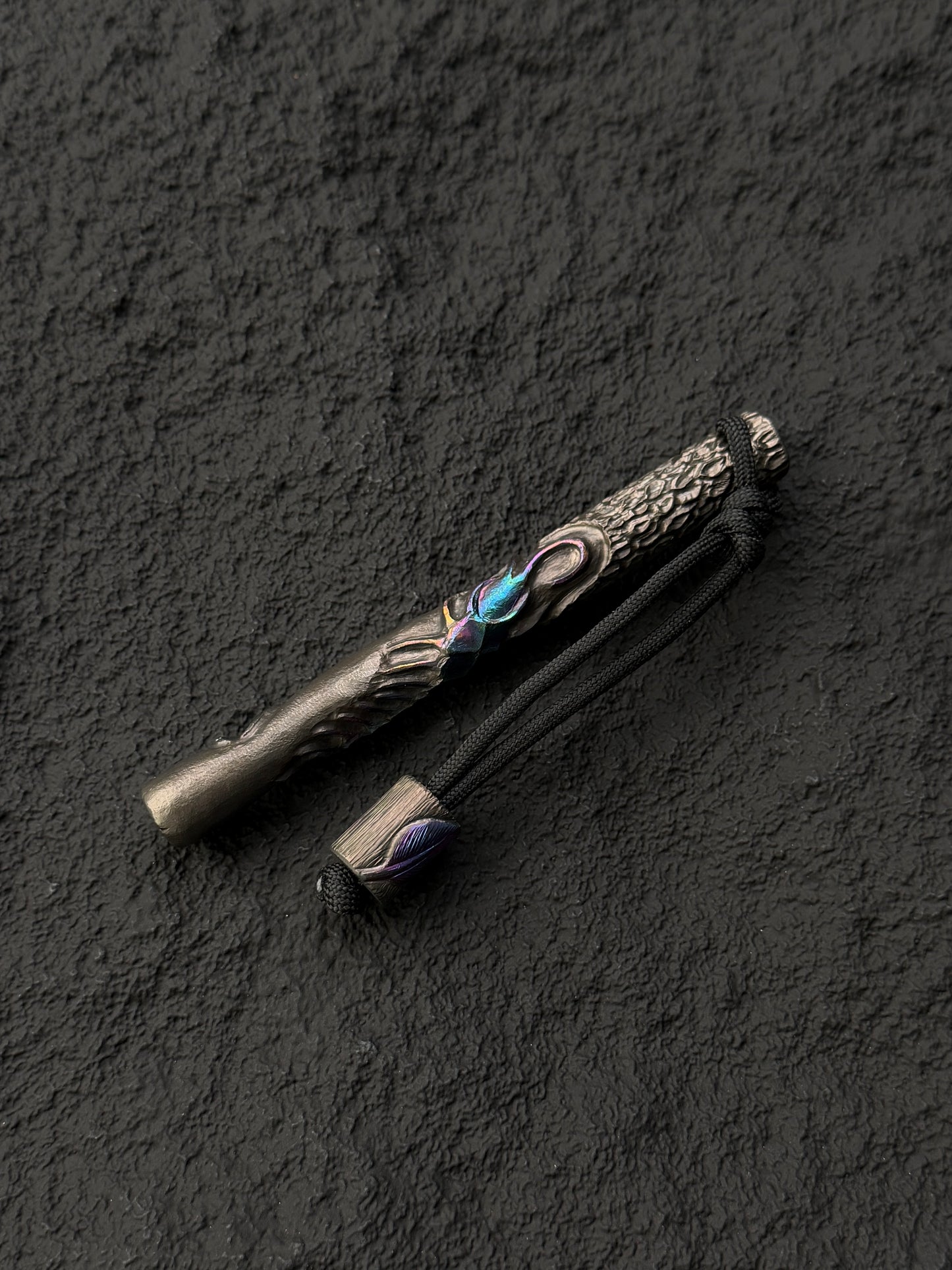 Tang Zuo One-Off Hundred Corrosion | Hand-Carved Custom Titanium EDC Tactical Kubaton