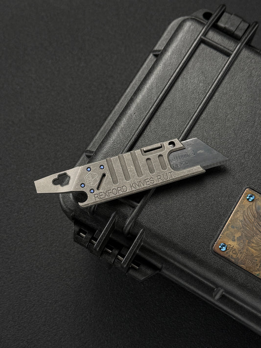 Rare Rexford Knives RUT EDC Utility Knife
Titanium Frame with Zirconium Damascus Inlay