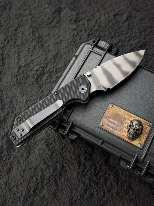 Rare Old-School Strider Knives AR with Paul Bos Flame Mark | CPM S30V & Black G10