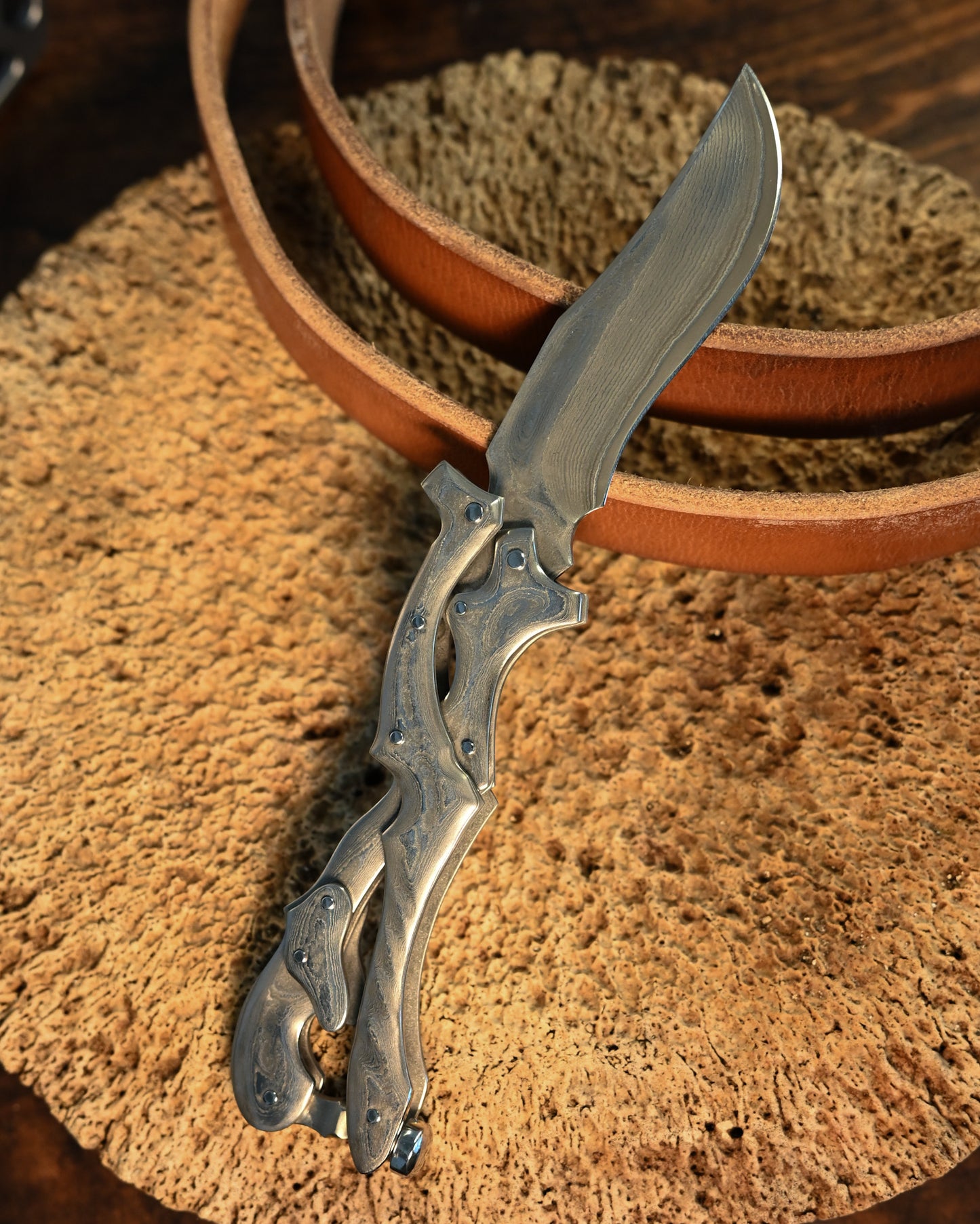 Nakayama Hidetoshi Exhibition Folding Knife – Premium Handcrafted Damascus Steel, Compact and Portable, Perfect Craftsmanship