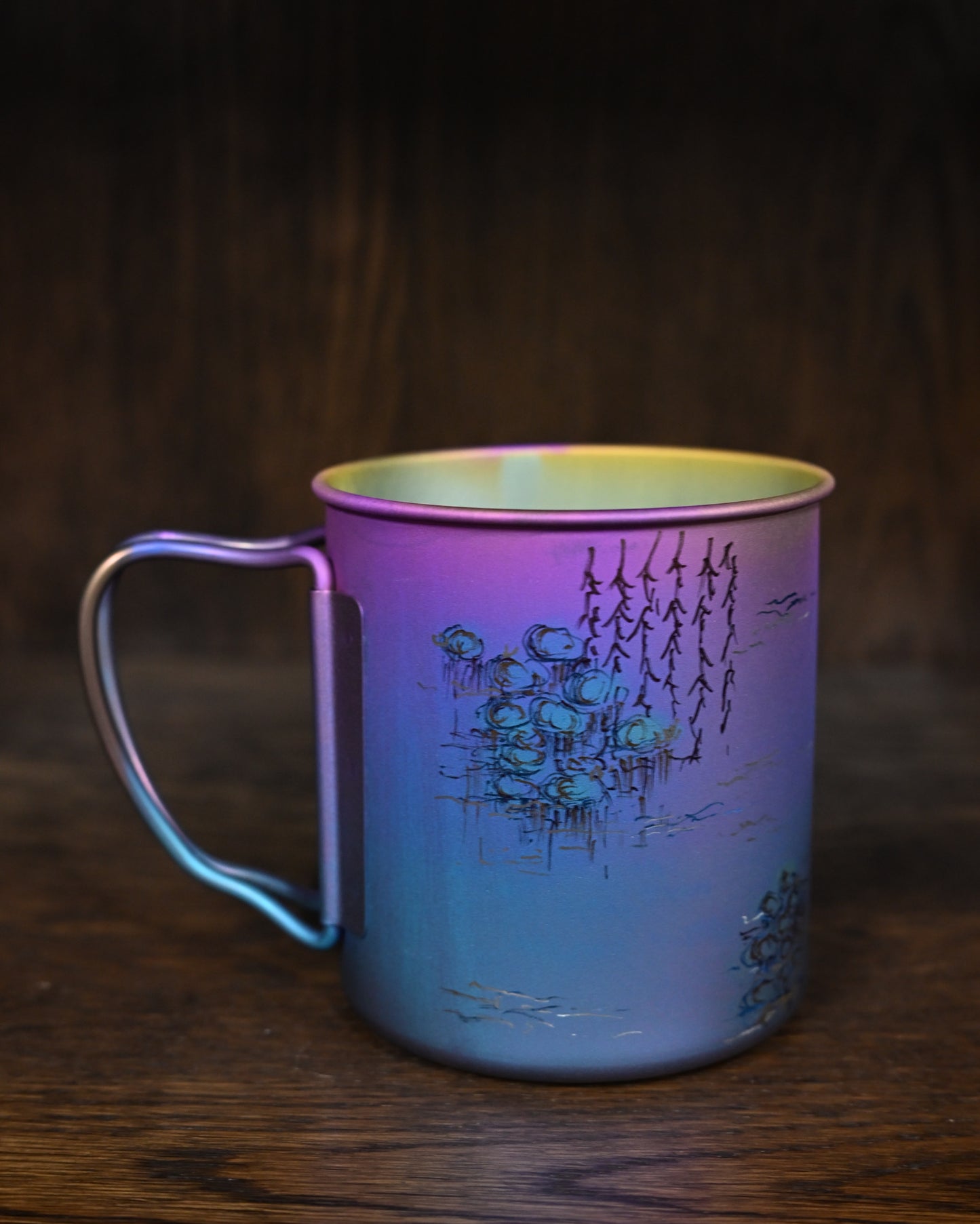 Hand-Carved Custom Edition Neon Zen Snow Peak Titanium Cup