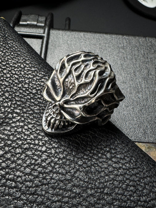 Steel Flame Reaper Skull Ring