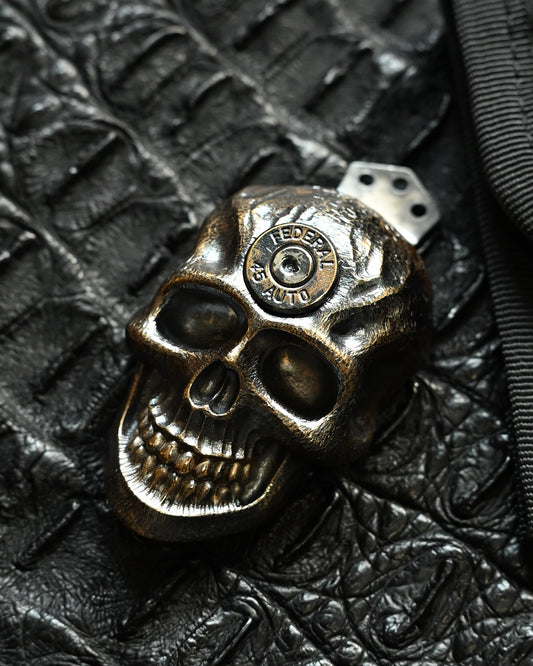 Steel Flame Dark Goliath Gun Slinger XXXXXL Skull Pocket Clip – Bronze & Federal .45 Auto | Triple-Hole Edition