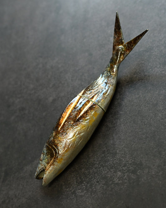 Tsuguo Kurosawa Handmade Mini Knife – Laminated Steel · Grilled Fish Design