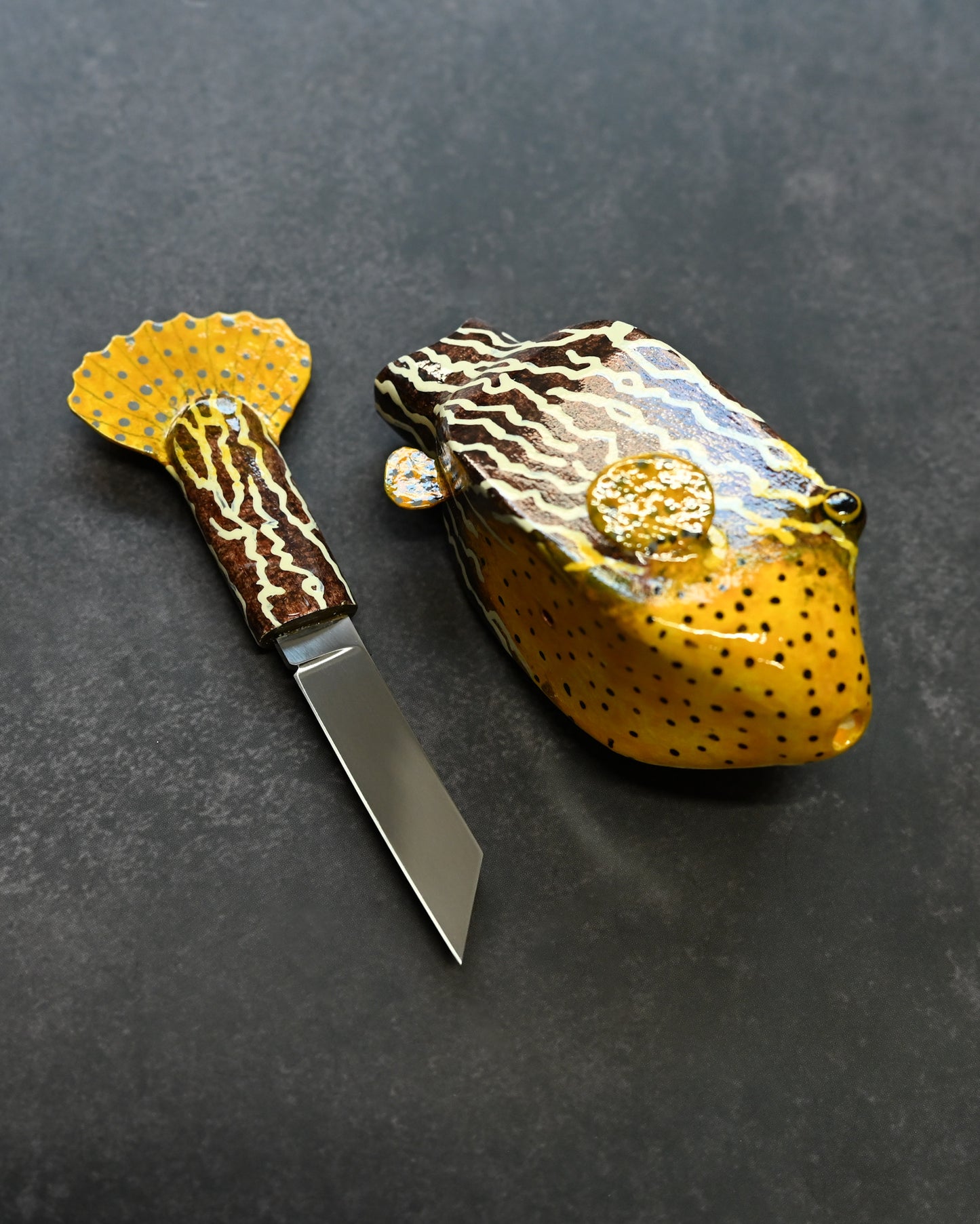 Tsuguo Kurosawa Handmade Mini Knife – Reticulated Boxfish Design