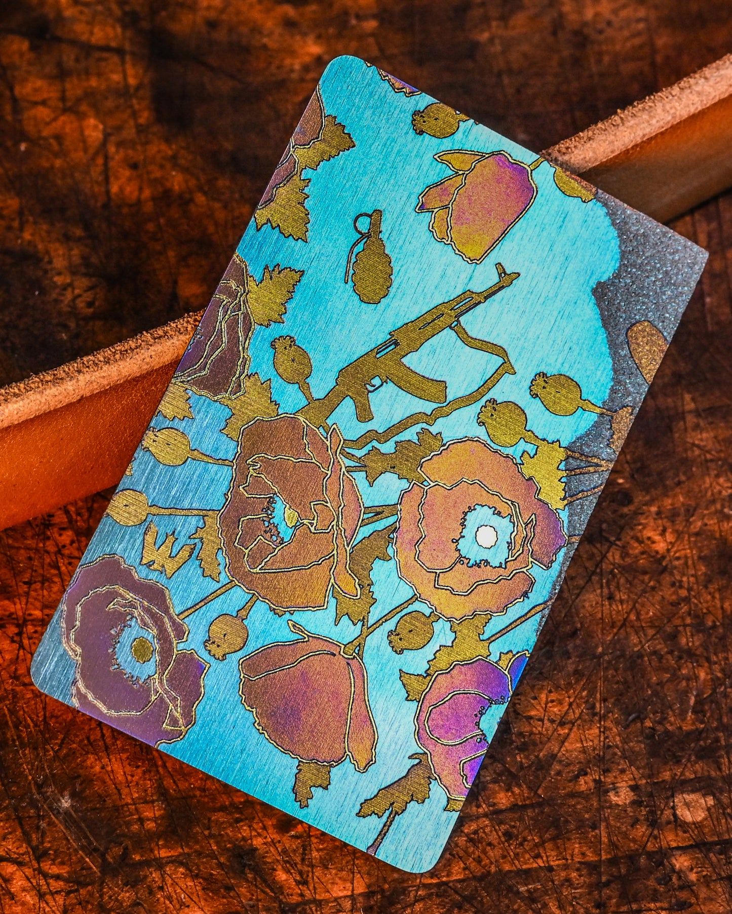 Mummert Knives "Gun & Rose" Titanium Card Knife – An Artistic Fusion of Strength and Elegance, Made in the USA