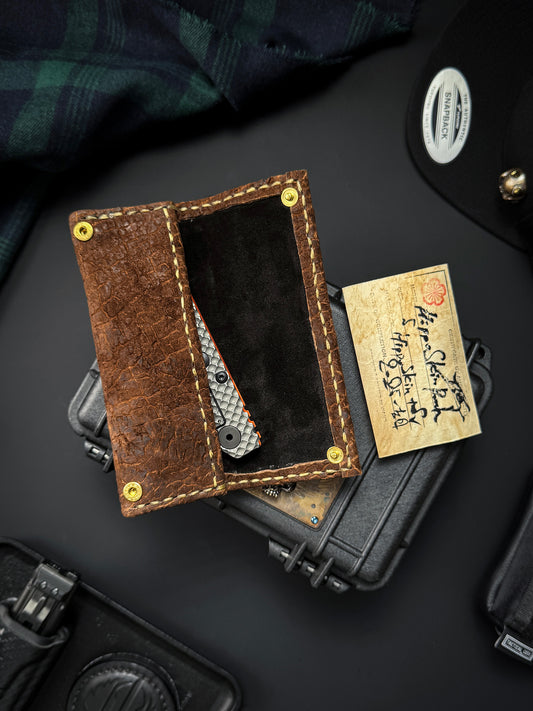 Wtopia Handmade Japanese Horsehide Knife Pouch|One-Off with Silver Ginkgo Snap