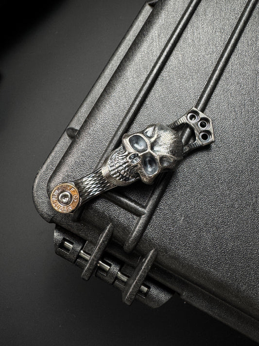 Steel Flame x Ti2 Collaboration Dark Skull XL Inlaid Fire Base 3-Hole Back Clip