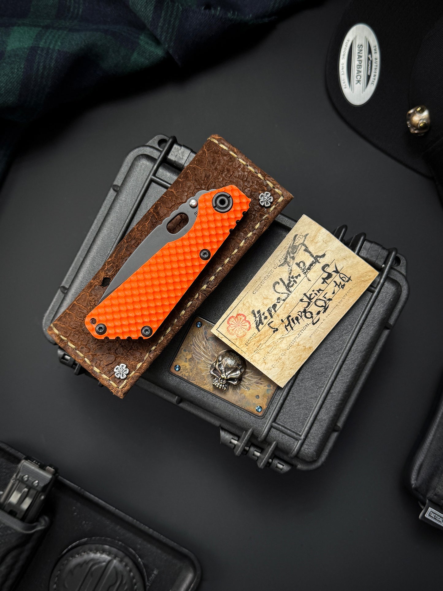 Wtopia Handmade Japanese Horsehide Knife Pouch|One-Off with Silver Ginkgo Snap