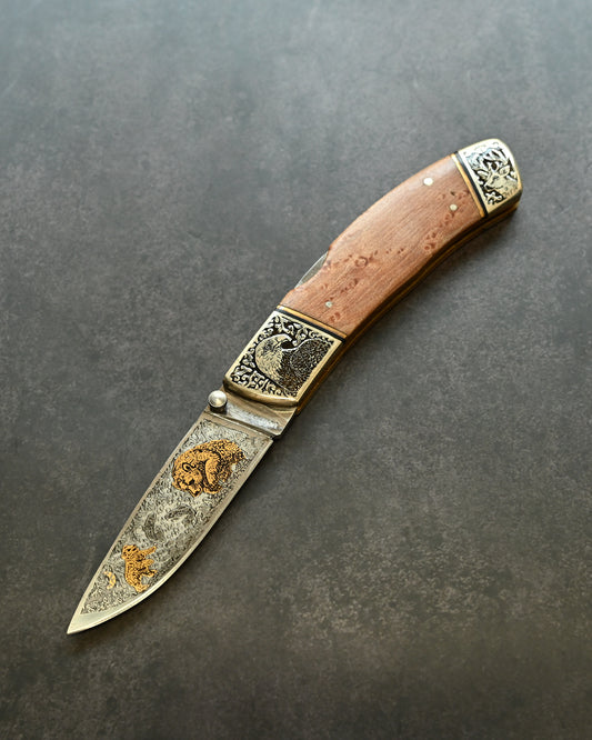 Katsuhiko Miura Handmade Folding Knife – Animal Engraving Series