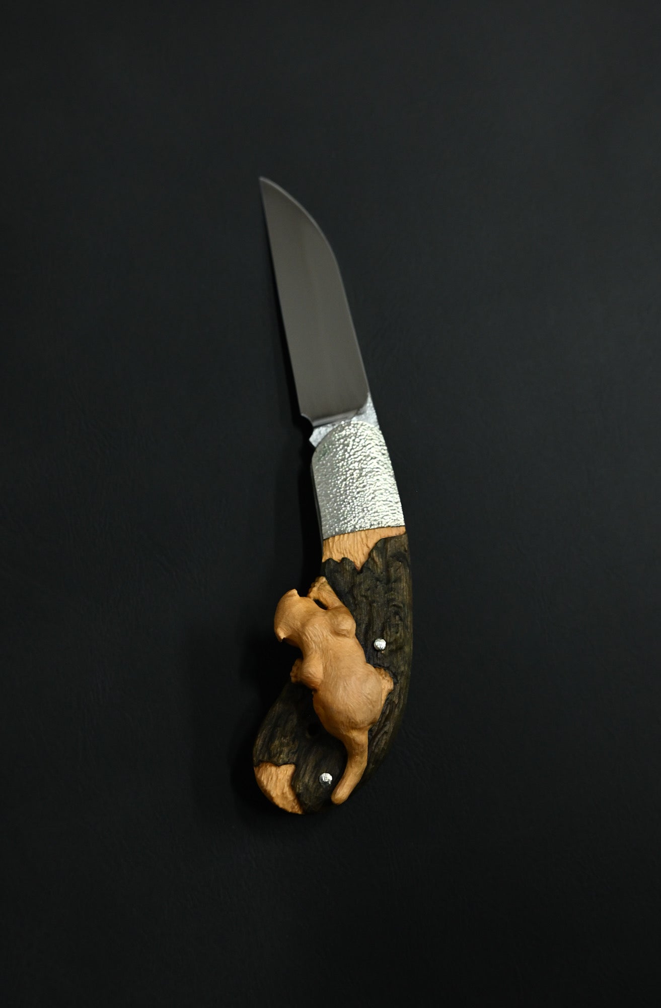 Hidetoshi Nakayama “Cat Knife” — Hand-Carved Folding Art Knife with Climbing Cat Handle