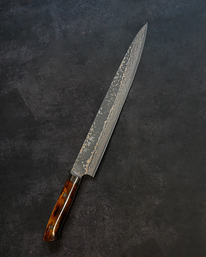 Takeshi Saji Chef KnifeVG10 Damascus Sujihiki270mm – Brown Bone Handle