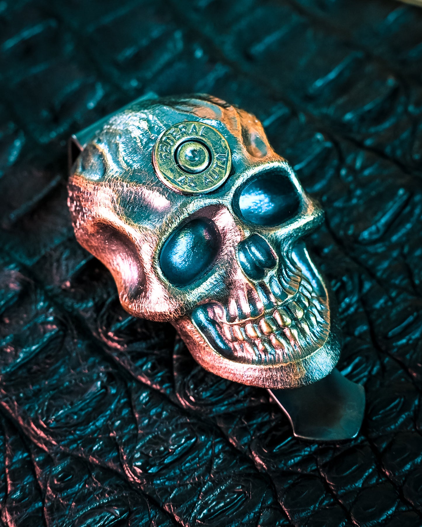 Steel Flame Goliath Gun Slinger XXXXXL Skull Pocket Clip – Fits MICROTECH Dragon