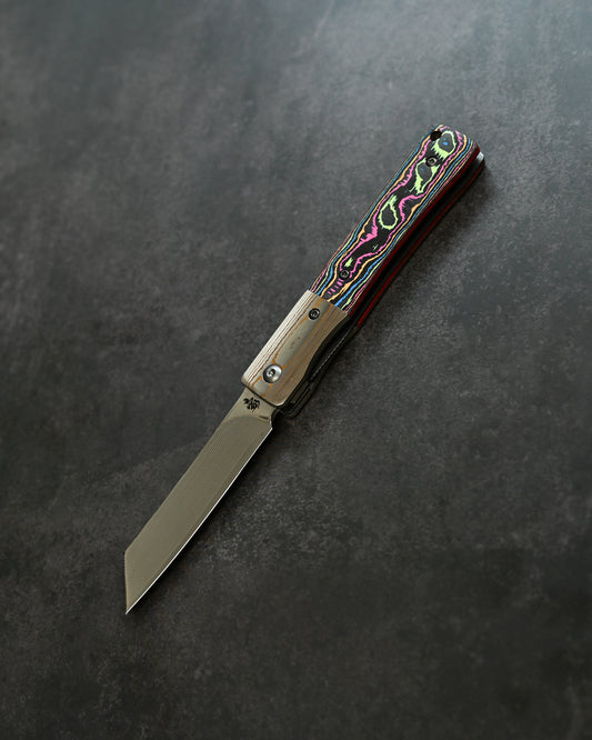 Haoworks Design Eirou Japan SG2 Laminated Steel Folding Knife Neon Lava Handle