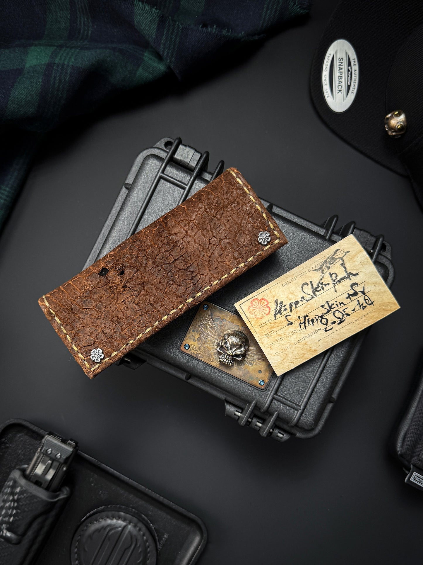 Wtopia Handmade Japanese Horsehide Knife Pouch|One-Off with Silver Ginkgo Snap