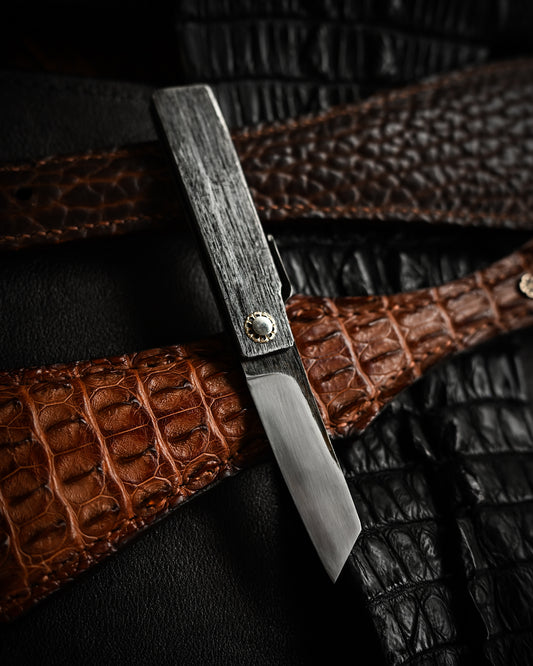Japan Made Masayuki Tashiro S707 One-Off Aogami Fat-Mamori EDC Custom Folding Knife