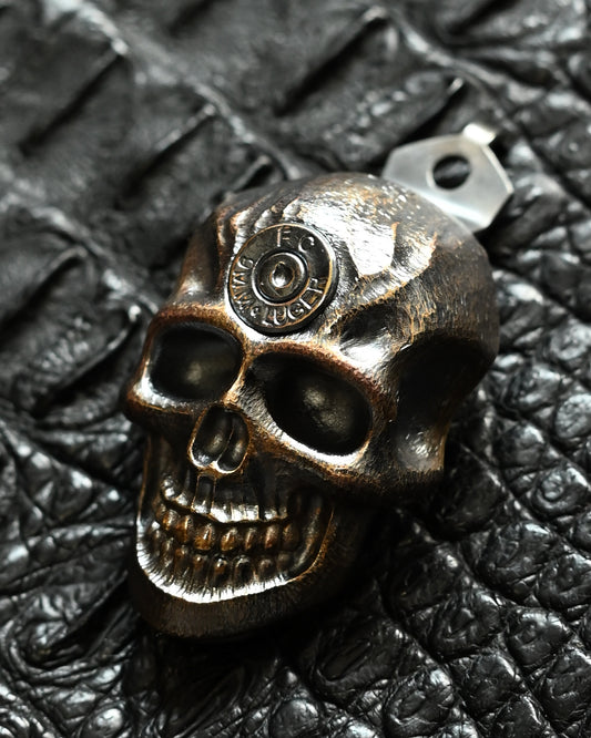 Steel Flame × Starlingear × Strider Triple Collaboration Pocket Clip – Stainless Steel / Bronze Dark Skull Inlay XXXXL/ FC 9mm・LUGER Top Decoration