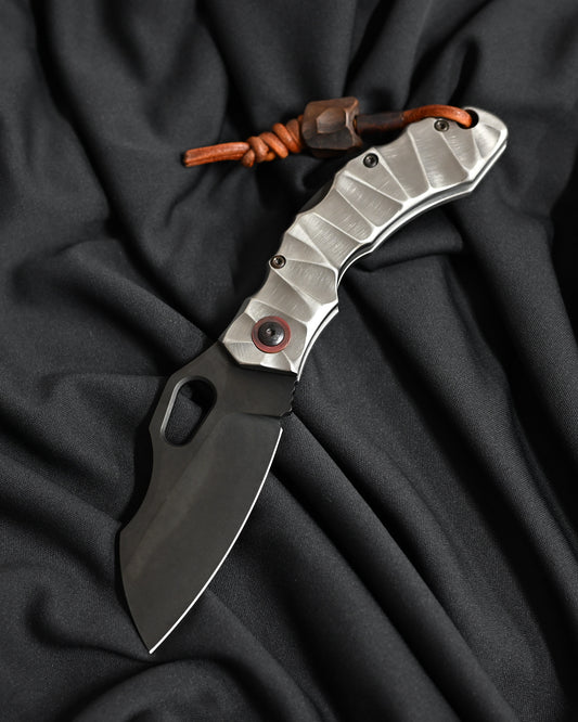 Homer Knife Hero #181 | Limited Edition Titanium Folding Knife - Black Stonewashed S35VN Blade