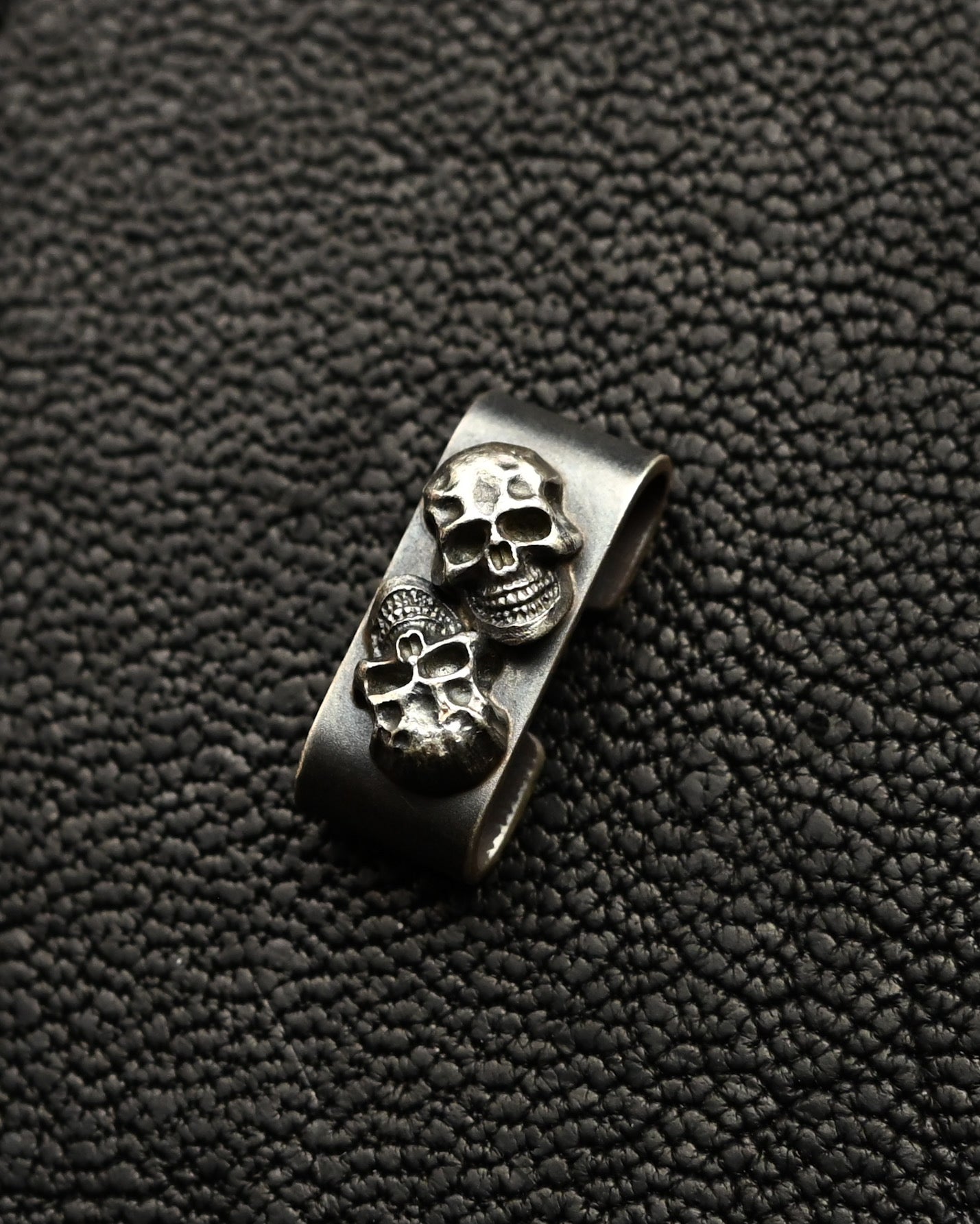 Vintage Steel Flame Dark Skull II Sterling Silver MOLLE Clip
