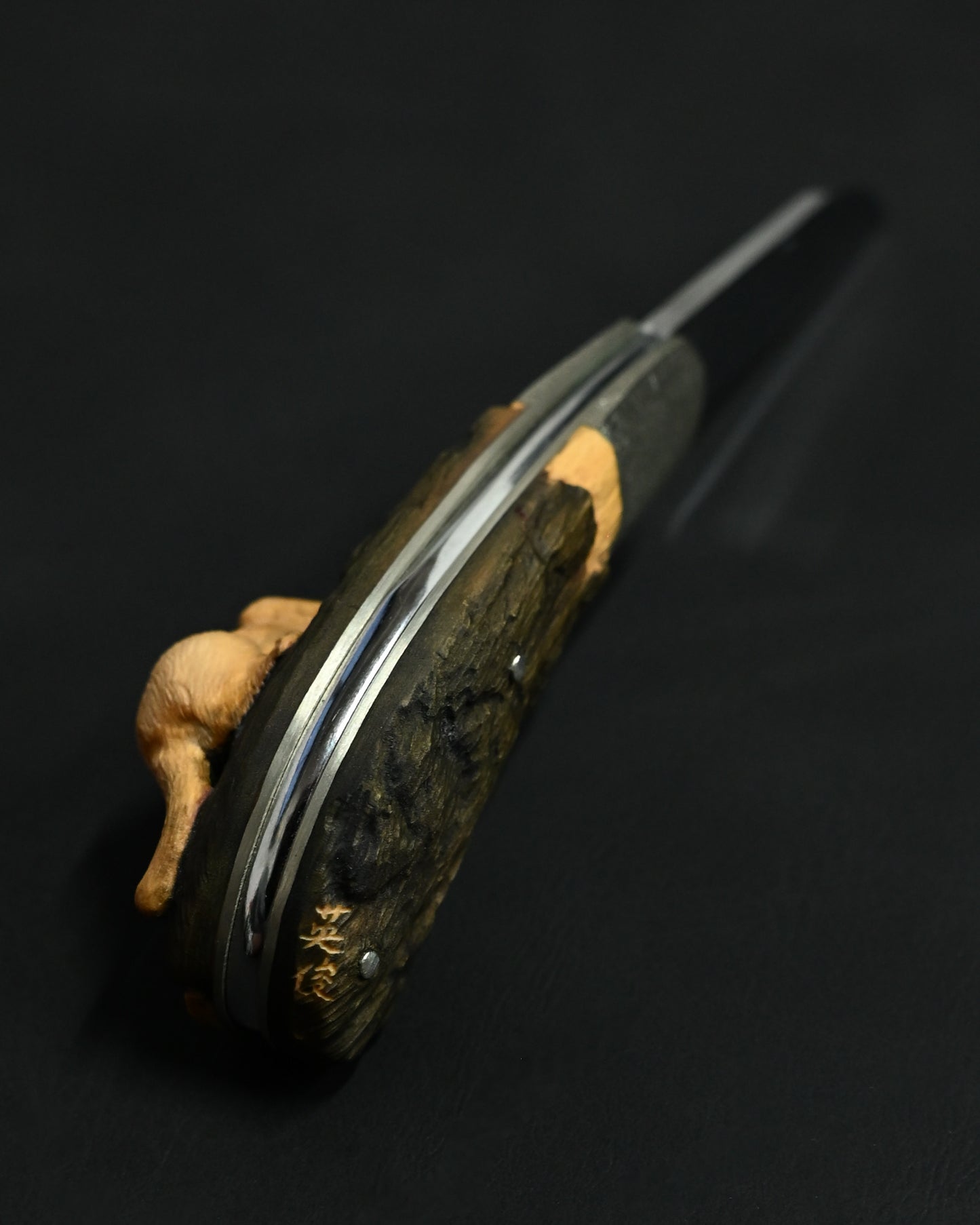 Hidetoshi Nakayama “Cat Knife” — Hand-Carved Folding Art Knife with Climbing Cat Handle