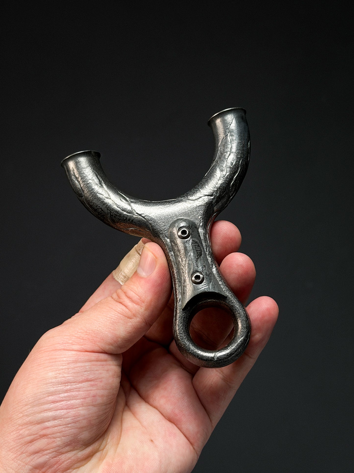Rare Tang-Made One-Off Hand-Carved Titanium Slingshot Stone Whisper