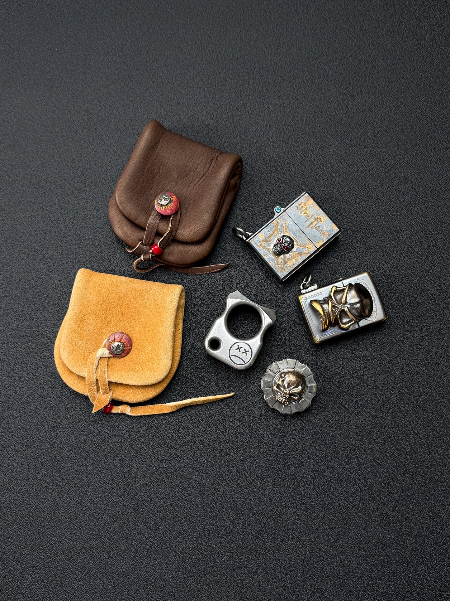 wtopia Japan-Made Custom Mini EDC Pouch Brown Deerskin