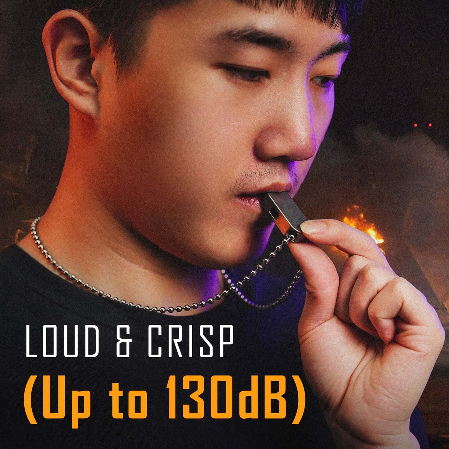 KeyUnity Titanium Survival Whistle – Lightweight Dual-Tube Ti-6Al-4V Emergency Whistle with Necklace