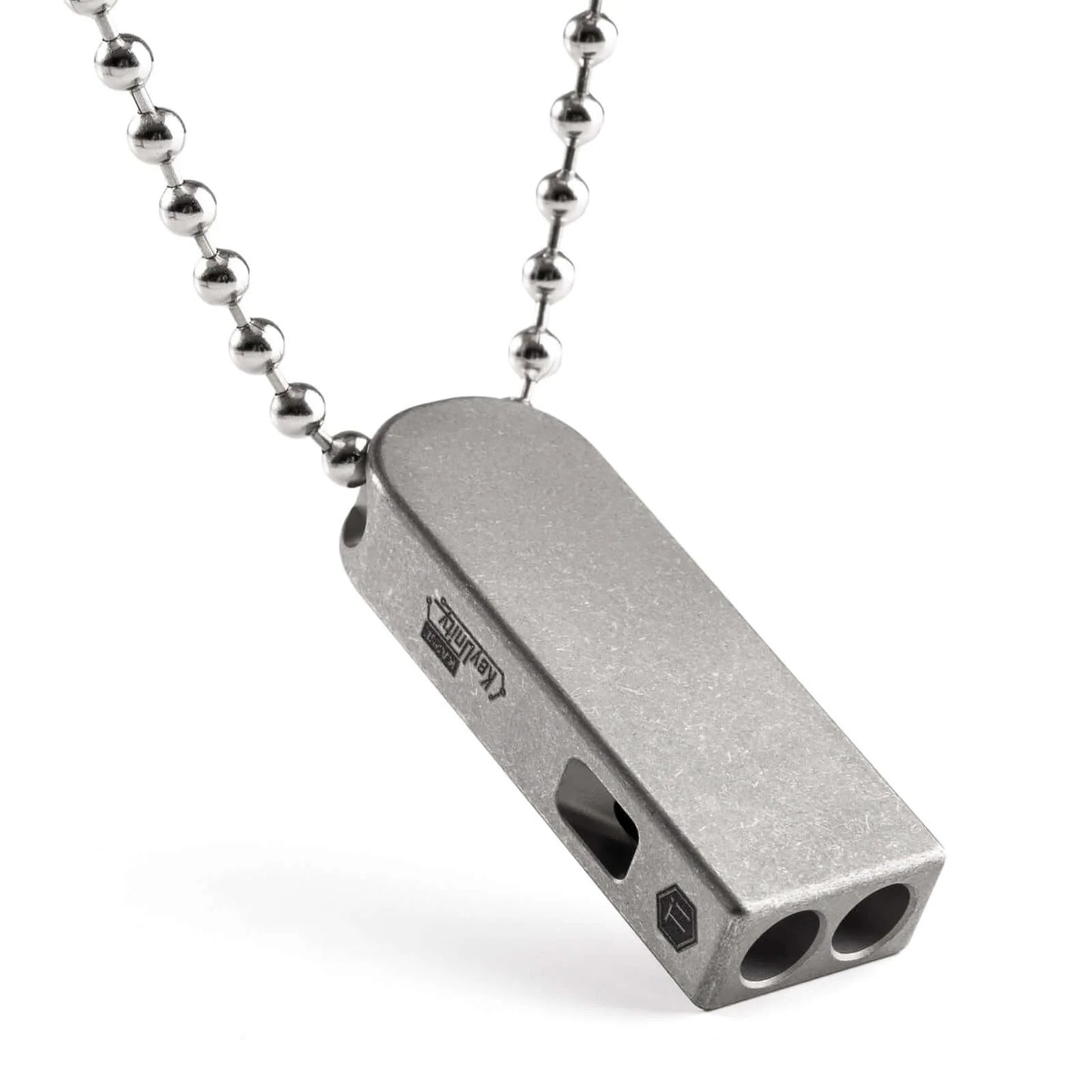 KeyUnity Titanium Survival Whistle – Lightweight Dual-Tube Ti-6Al-4V Emergency Whistle with Necklace