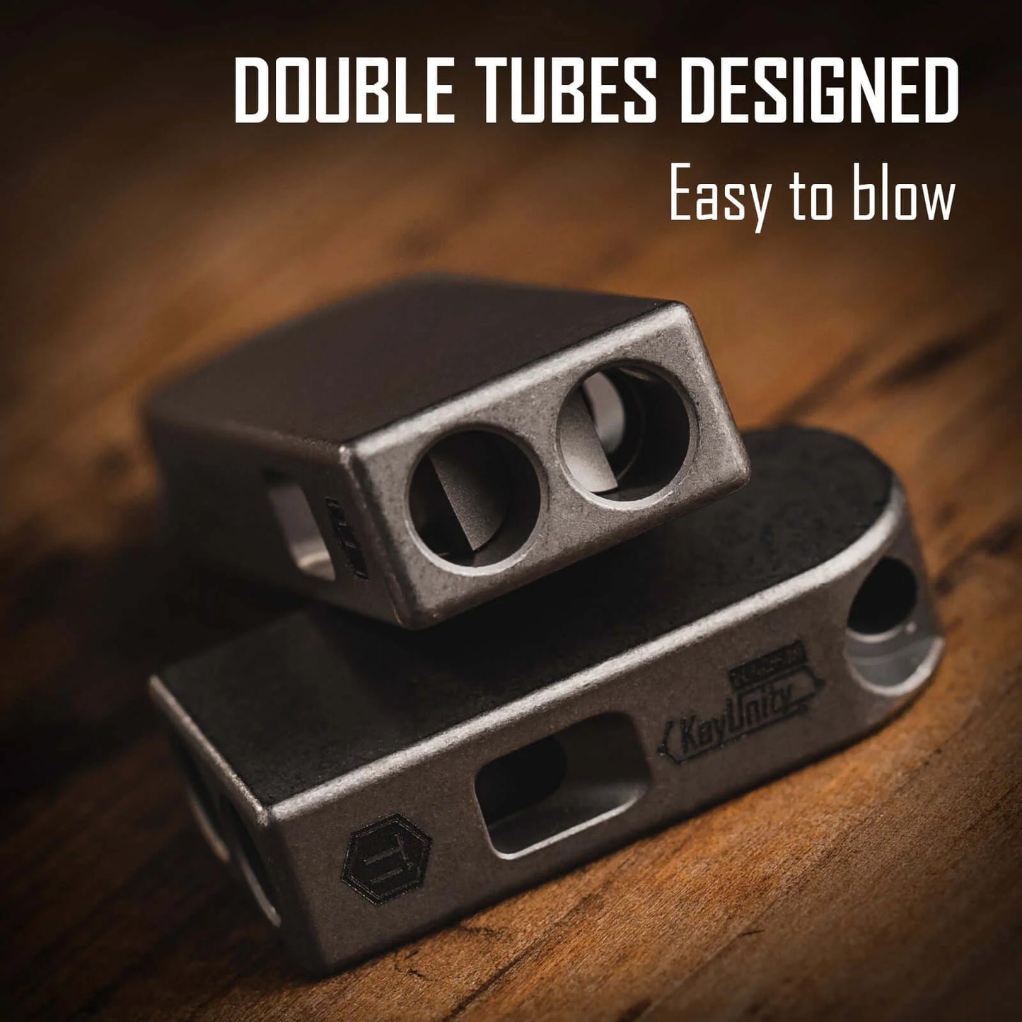 KeyUnity Titanium Survival Whistle – Lightweight Dual-Tube Ti-6Al-4V Emergency Whistle with Necklace