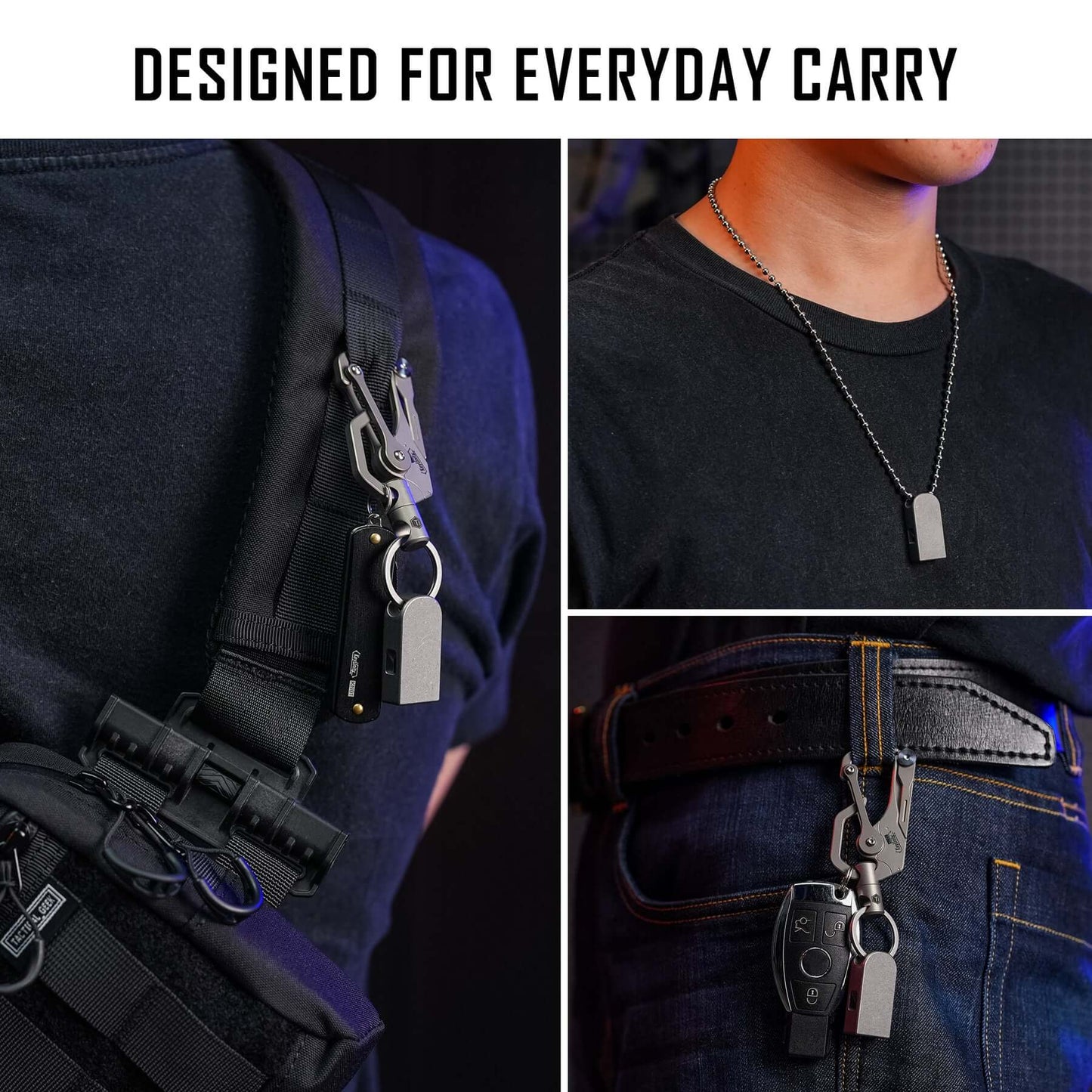 KeyUnity Titanium Survival Whistle – Lightweight Dual-Tube Ti-6Al-4V Emergency Whistle with Necklace