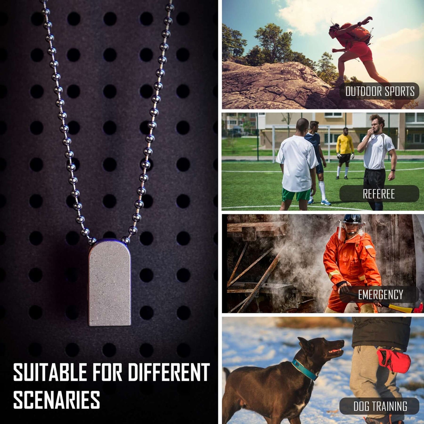 KeyUnity Titanium Survival Whistle – Lightweight Dual-Tube Ti-6Al-4V Emergency Whistle with Necklace