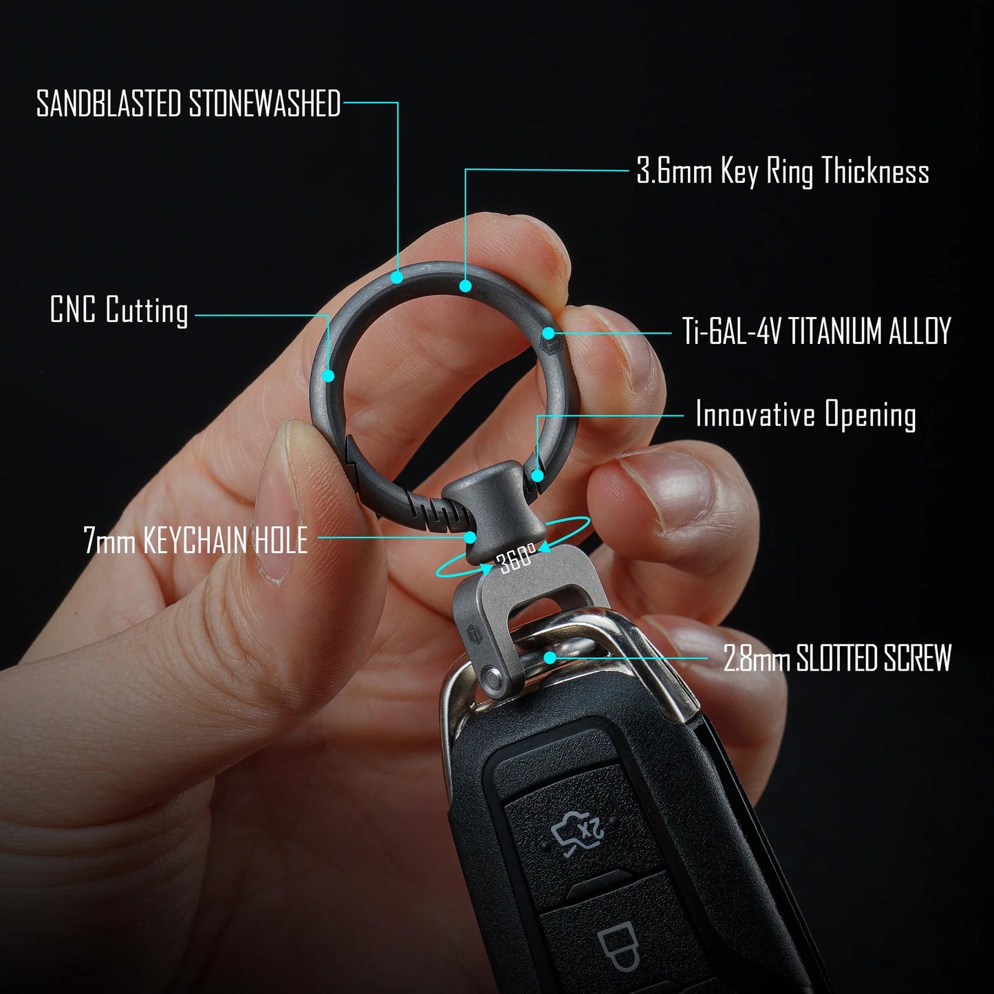 KeyUnity KA36 TITANIUM SIDE PUSHING KEY RING