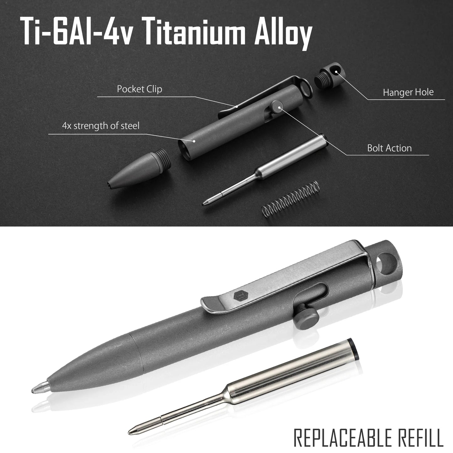 KeyUnity KP05 TITANIUM ALLOY BOLT ACTION PEN