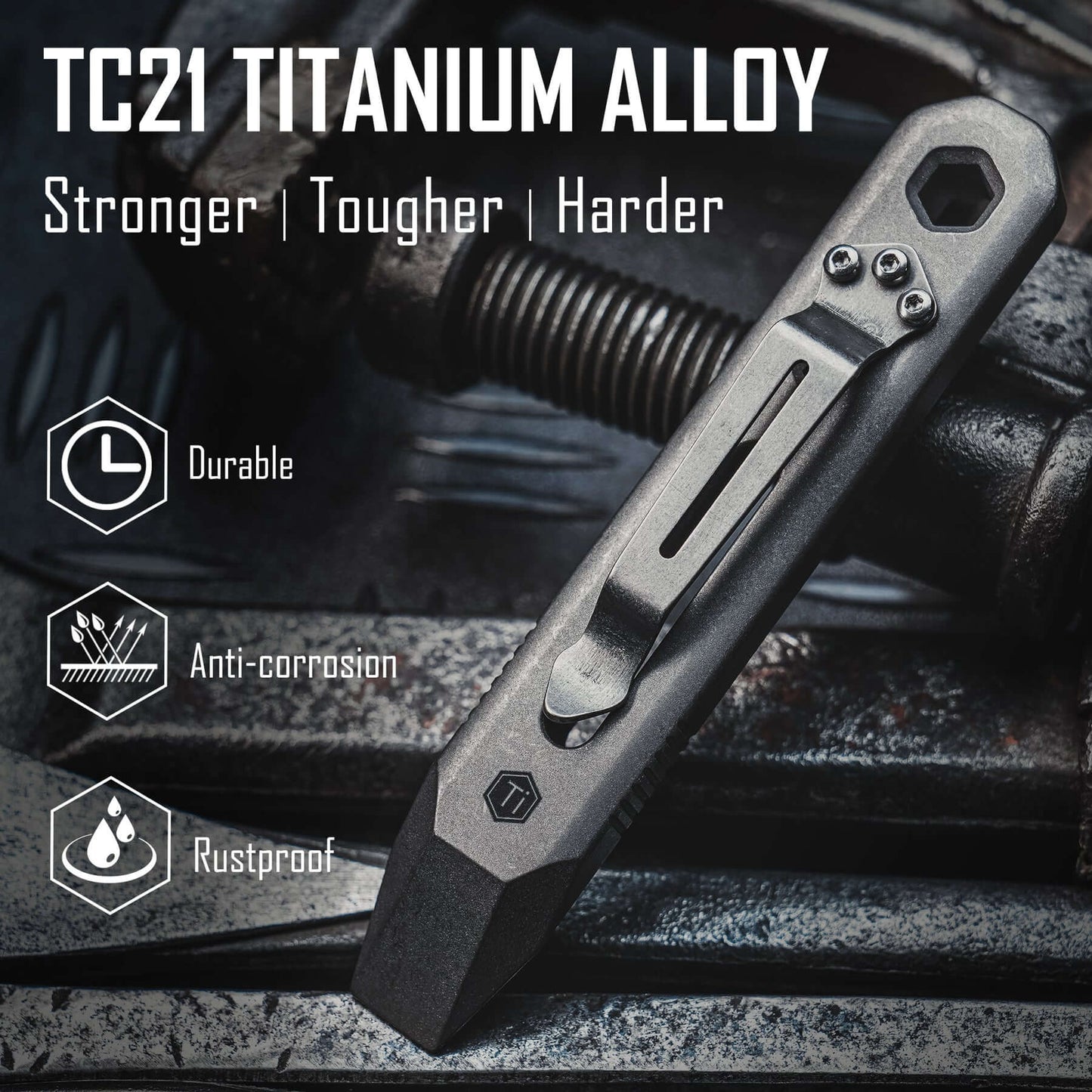 KeyUnity KR00 TC21 Titanium EDC Pry Bar