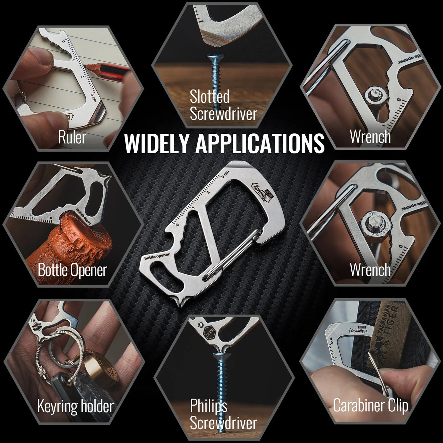 KeyUnity KS00 STAINLESS STEEL CARABINER CLIP WITH BOTTLE OPENER