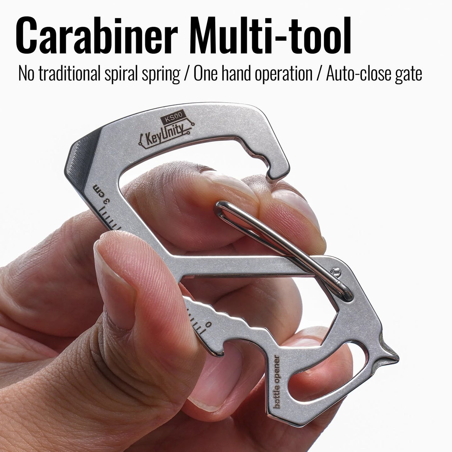 KeyUnity KS00 STAINLESS STEEL CARABINER CLIP WITH BOTTLE OPENER