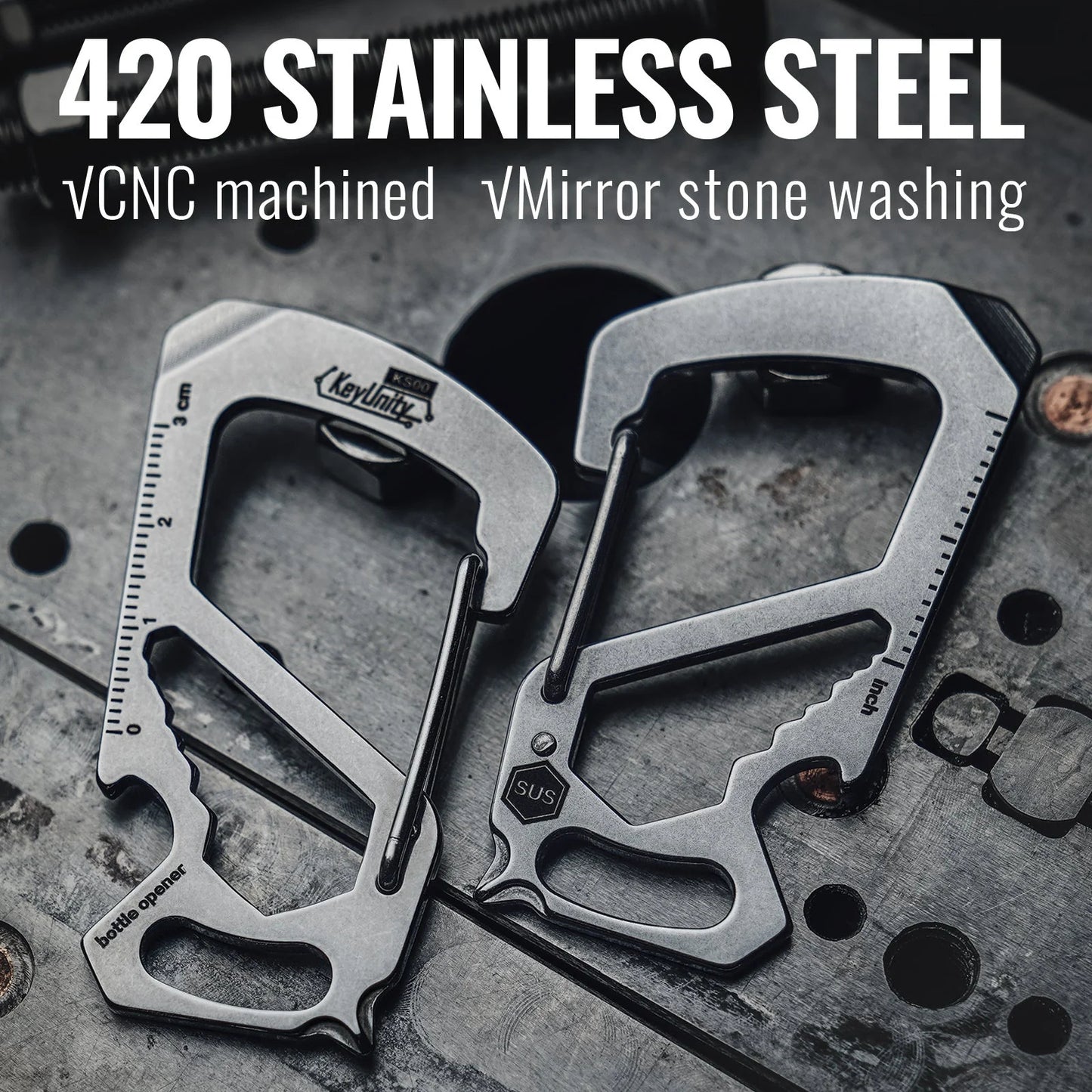 KeyUnity KS00 STAINLESS STEEL CARABINER CLIP WITH BOTTLE OPENER