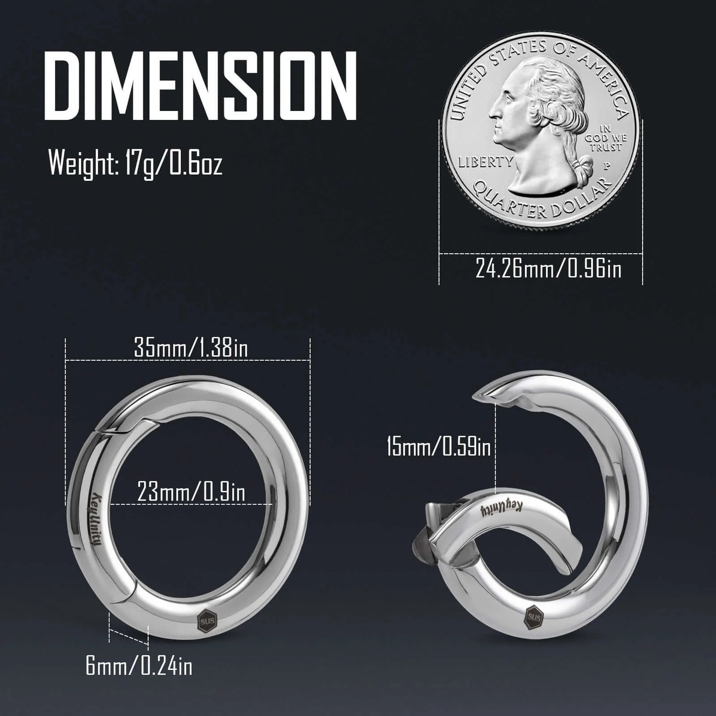 KeyUnity KS06  STAINLESS STEEL CARABINER KEY RING